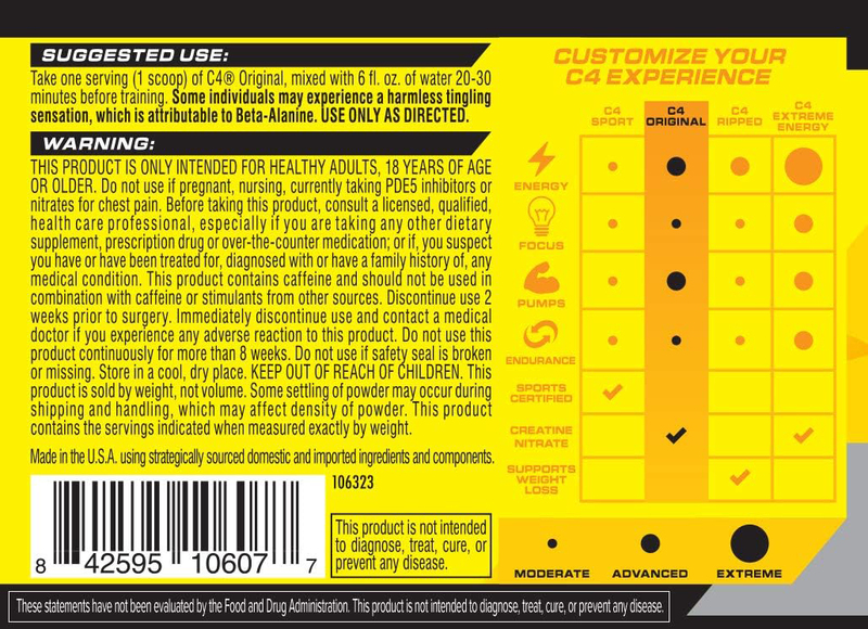 Cellucor C4 Ripped Explosive Pre-Workout Energy Drink, 180gm, Icy Blue Razz