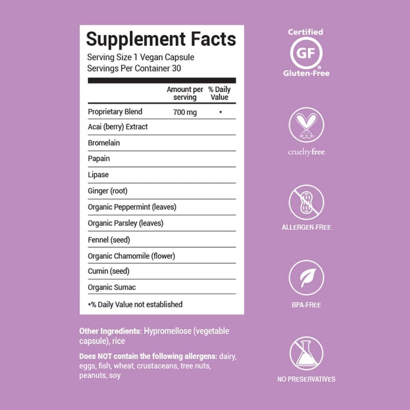 Bloatamin Vegan Synergistic Supplement Capsule for Men & Women, 30 Capsules