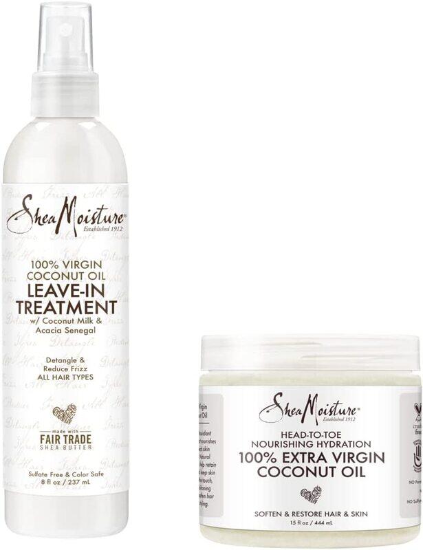 

Shea Moisture 100% Extra Virgin Coconut Oil Moisturizer and Leave-In Conditioner for All Hair Types, 2 Pieces