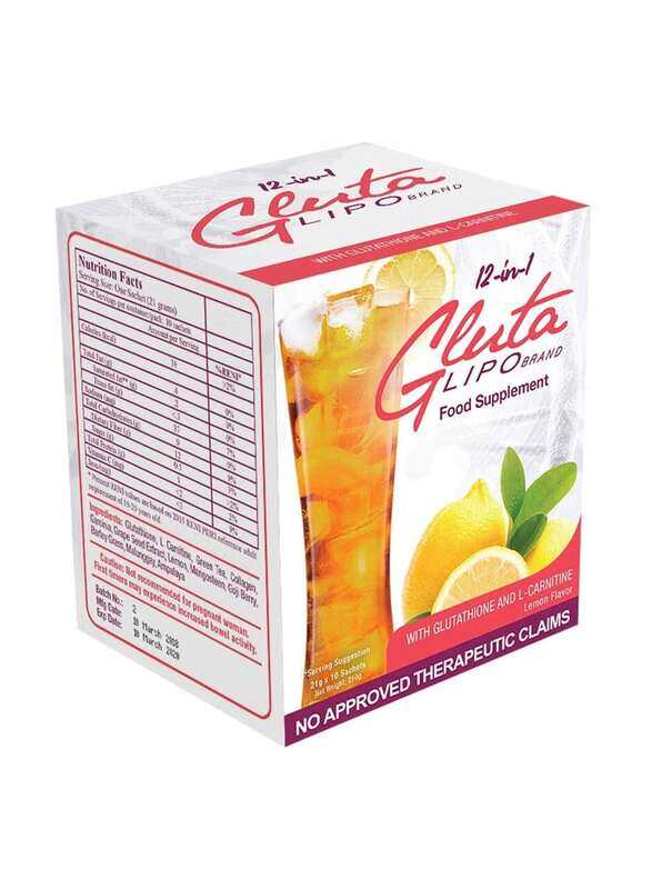 

Gluta Lipo 12-in-1 Whitening and Slimming Lemon Flavour Juice, 10 x 21g
