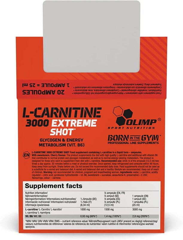 Olimp Labs L-Carnitine Forte 3000 Extreme Shot, 20 Pieces, Orange