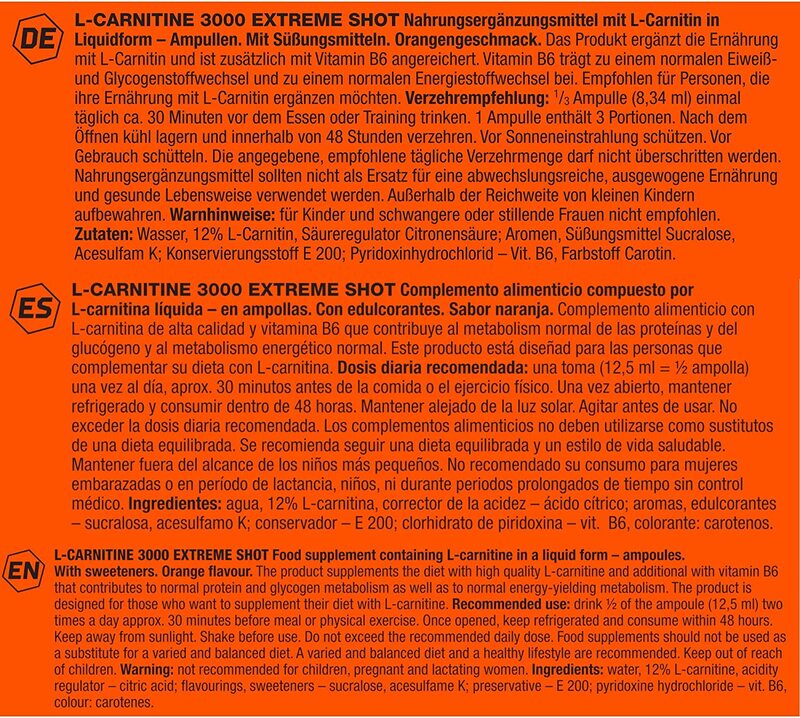 Olimp Labs L-Carnitine Forte 3000 Extreme Shot, 20 Pieces, Orange