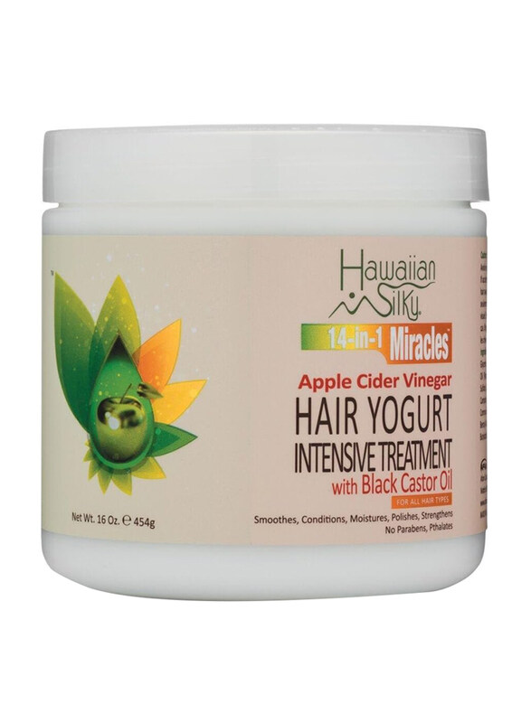 

Hawaiian Silky Apple Cider Vinegar Hair Yougart Intensive Treatment With Black Castor Oil for Damaged Hair, 16 oz