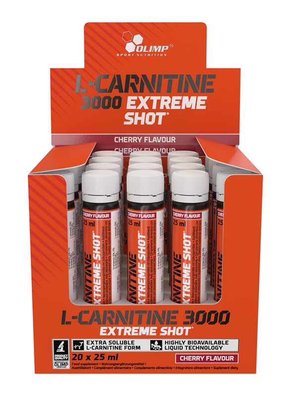 

Olimp Labs L-Carnitine 3000 Extreme Shots, Pack of 20 Ampoules, Cherry Flavour