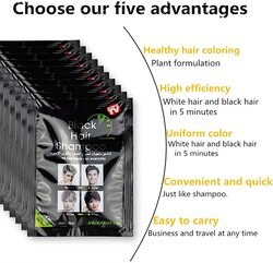 MQFORU Instant Hair Dye Shampoo, 10 x 25ml, Black