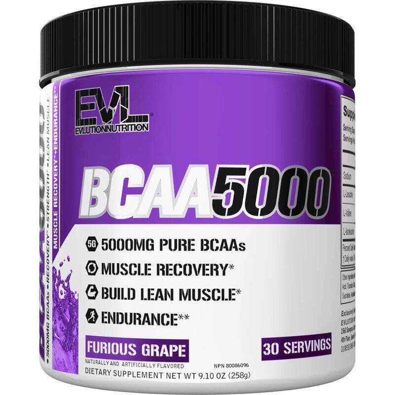 

Evlution Nutrition BCAA5000 Muscle Recovery, 30 Servings, Furious Grape