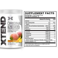 Scivation Xtend Original 7g BCAA Muscle Recovery + Electrolytes Dietary Supplement, 30 Servings, Mango Madness