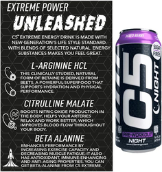 C5 Pre-Workout Night Caffiene Free Energy Drink, 473ml, 12 Piece, Mixed Berry