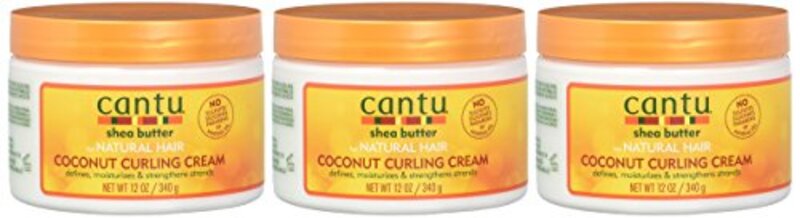Cantu Natural Hair Coconut Curling Cream, 3 x 340g