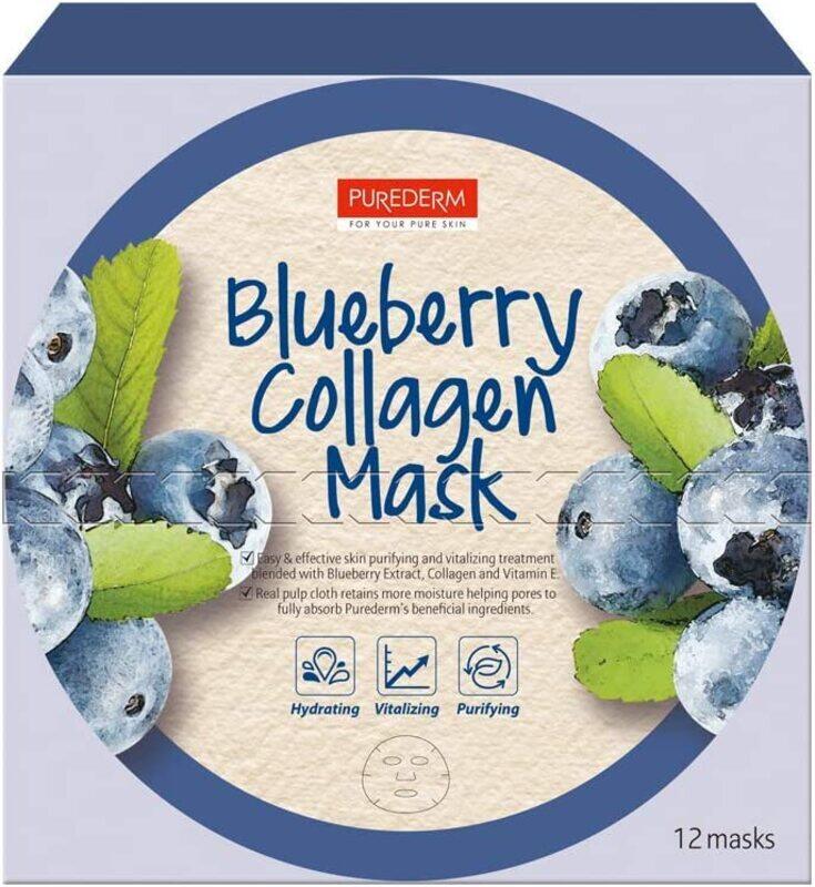 

Purederm Blueberry Collagen Mask, 12 Masks