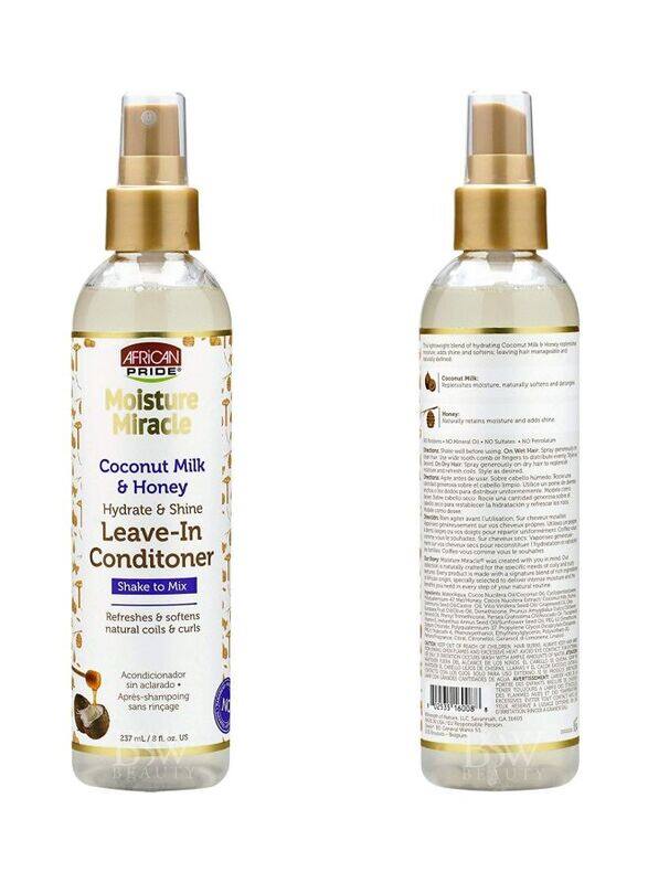 

African Pride Moisture Miracle Coconut Milk And Honey Leave-In Conditioner for All Hair Types, 237ml