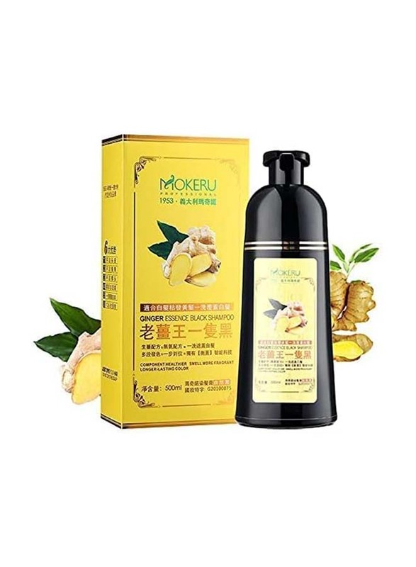 Mokeru Professional Argan Coconut Oil Hair Dye Colour Shampoo, 500ml, Black