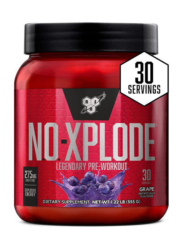 

BSN No-Xplode Legendary Pre-Workout Energy Dietary Supplement with Creatine and Beta-alanine, 30 Servings, 555gm, Grape