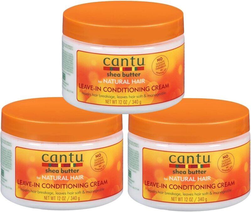 

Cantu Shea Butter Natural Hair Leave-In Conditioner Cream for Damaged Hair, 3 x 12oz