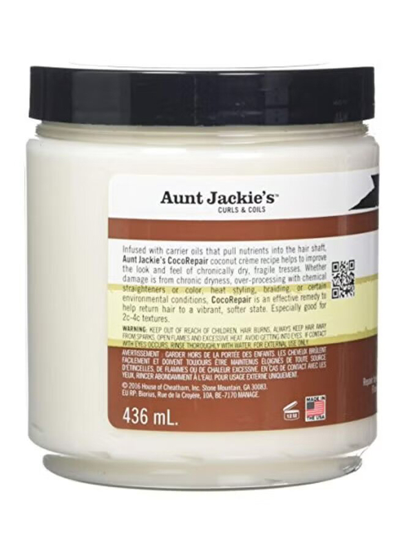 Aunt Jackie's Coca Repair Coconut Creme Deep Conditioner for Curly Hair, 15oz