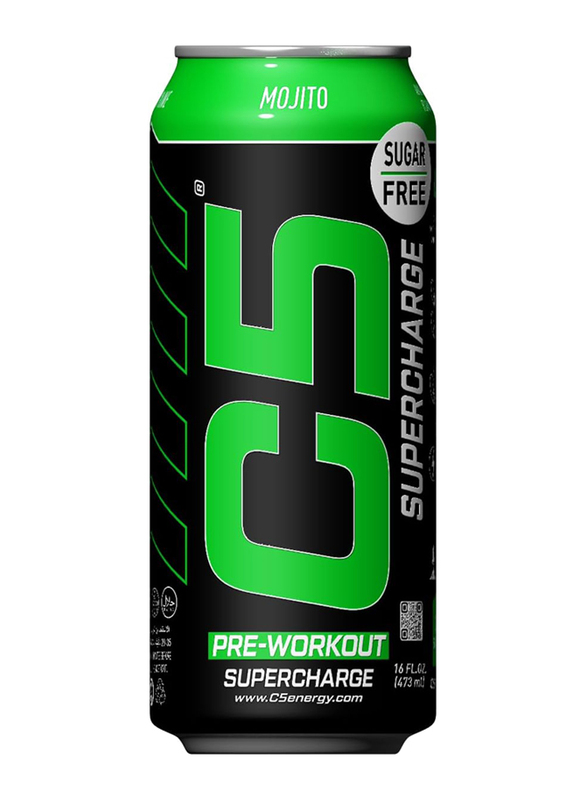 C5 Pre-Workout Supercharge Energy Drink, 200MG, 473ml, Mojito