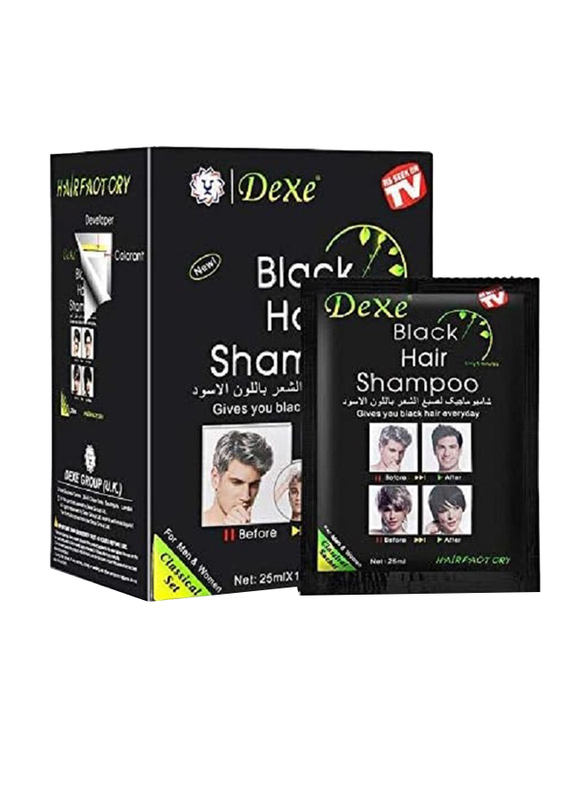 Dexe Instant Hair Dye Shampoo, 10 Pieces, Black