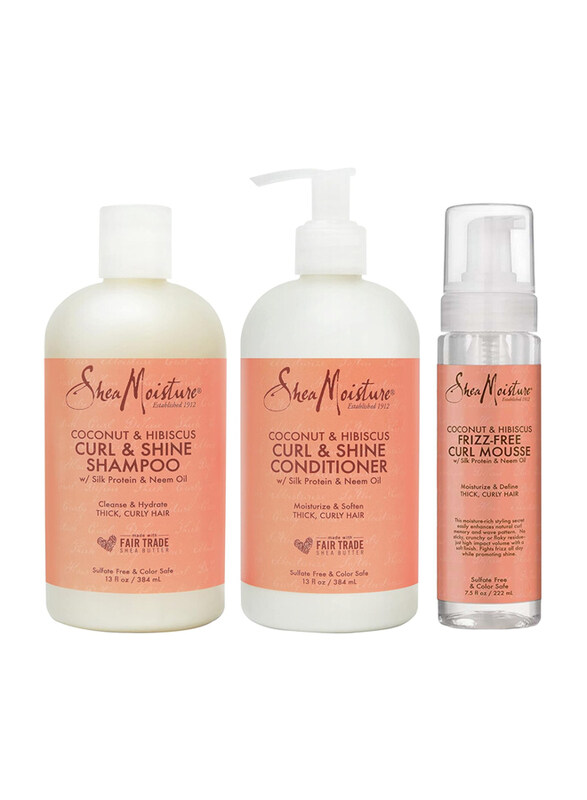 

Shea Moisture Curl Shine Shampoo, Conditioner and Mousse for Curly Hair, 3 Pieces