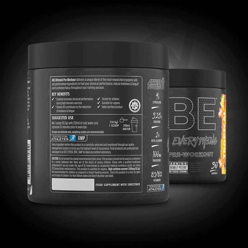 Abe All Black Everything Pre Workout Energy Supplement Powder, 315 gm, Tropical