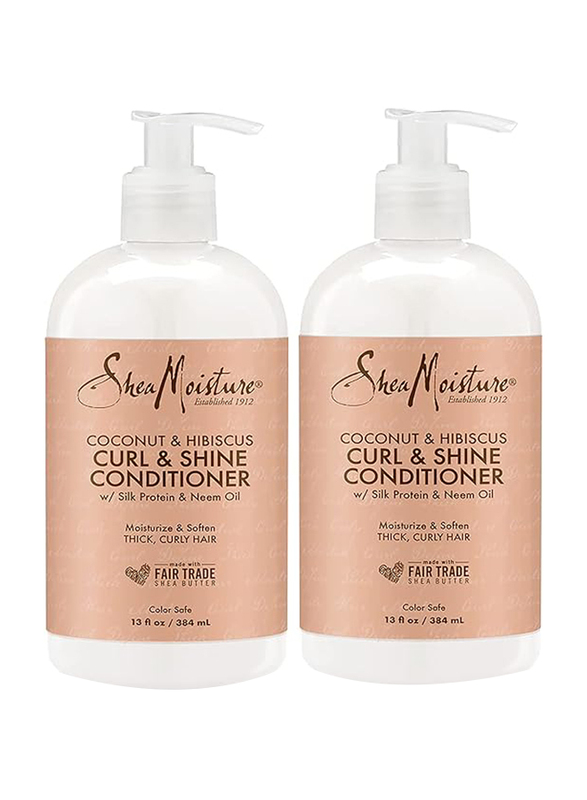 Shea Moisture Coconut and Hibiscus Curl & Shine Conditioner for Thick/Curly Hair, 2 Piece