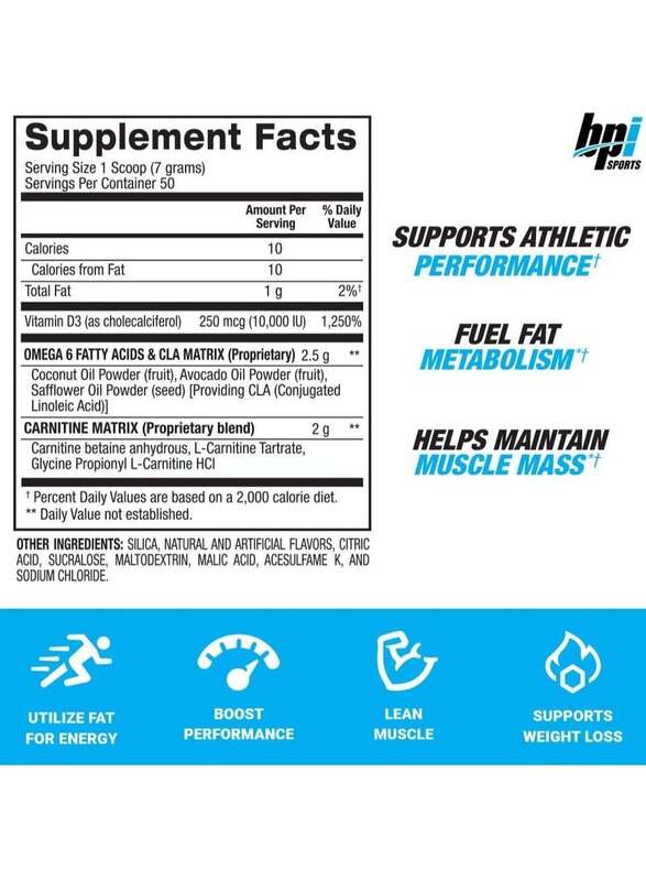 BPI Sports CLA + Carnitine Omega 6 Fatty Acids Weight Loss Supplement, 350g, Fruit Punch