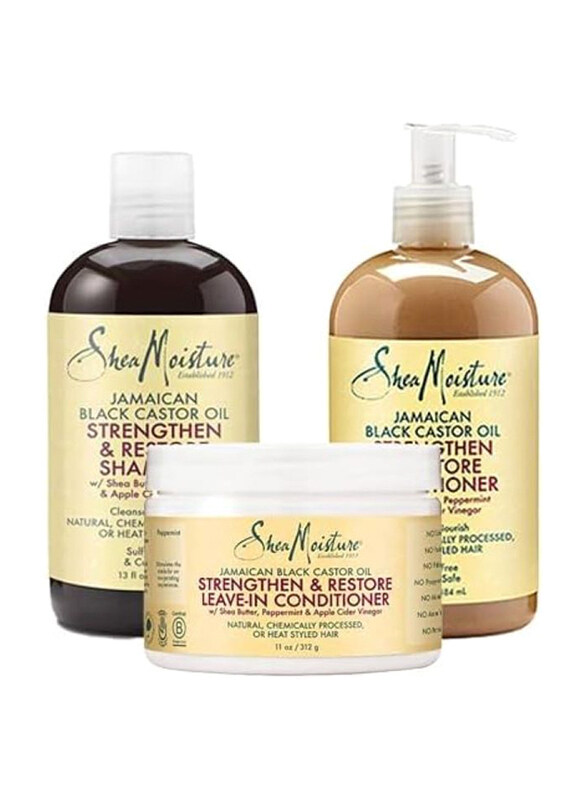 

Shea Moisture Jamaican Black Castor Oil Strengthen & Restore Shampoo with Conditioner & Leave-In Conditioner, Set