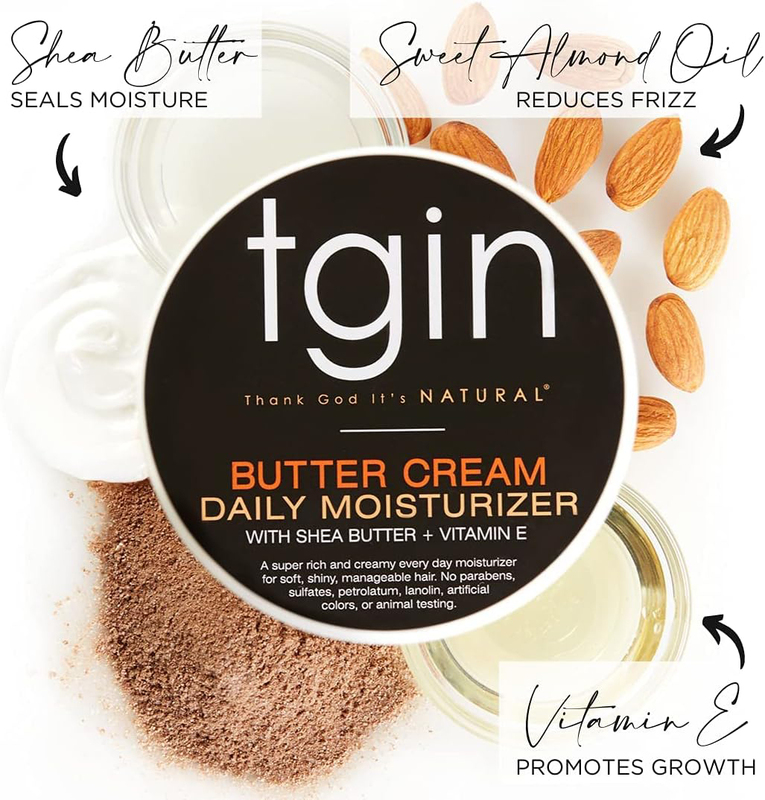 Tgin Butter Cream Daily Moisturizer with Shea Butter + Vitamin E for Curly Hair, 354ml