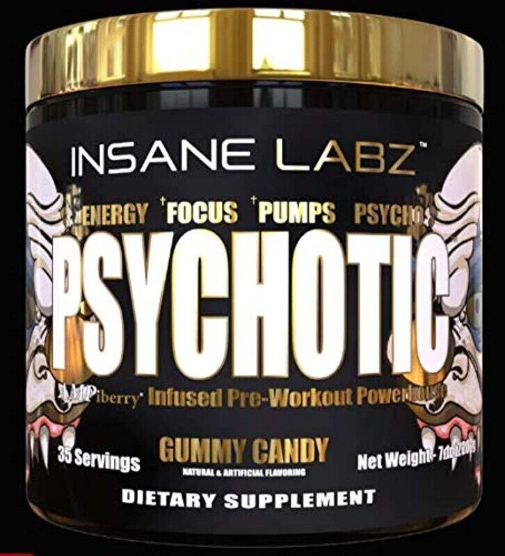 

Insane Labz Psychotic Gold Pre Workout Powder, 35 Servings, 7.1 oz, Gummy Candy