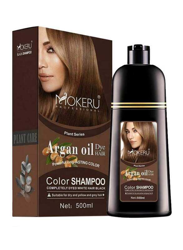 

Mokeru Argan Oil Dye Hair Colour Shampoo, 500ml, Dark Brown