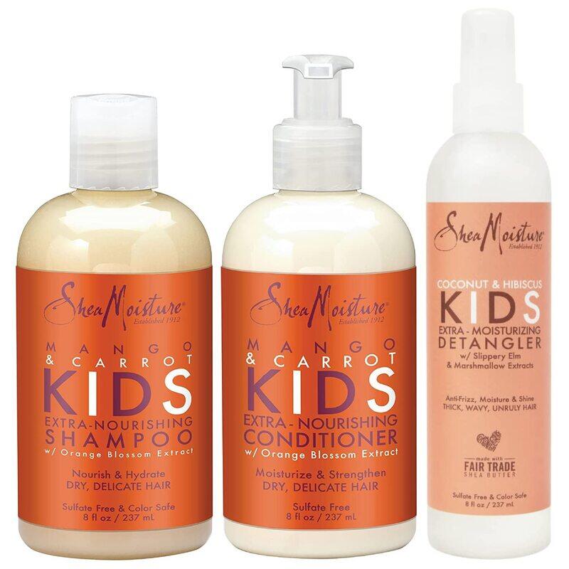 

Shea Moisture Mango & Carrot Kids Extra-Nourishing Shampoo & Conditioner with Detangler, 3 x 237ml