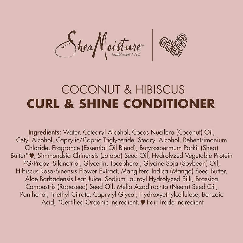 Shea Moisture Coconut & Hibiscus Curl & Shine Shampoo & Conditioner for Curly Hair, 2 x 16 oz