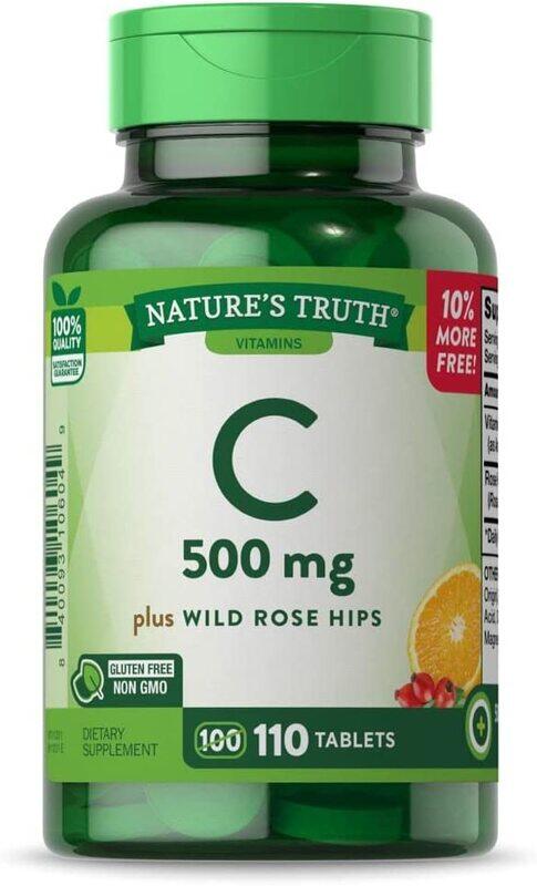 

Nature's Truth Vitamin C Plus Wild Rose Hips, 500mg, 110 Tablets