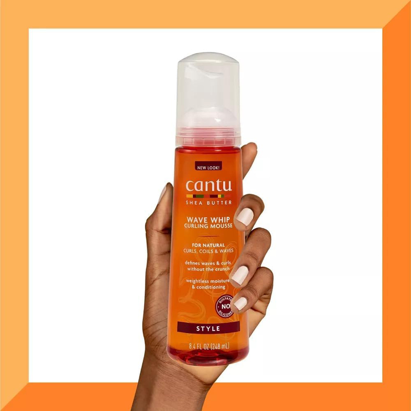 Cantu Shea Butter Wave Whip Curling Mousse for Natural Curls, Coils & Waves, 8.4 oz