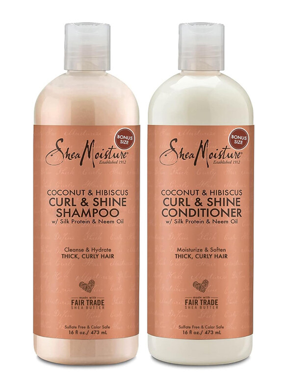 

Shea Moisture Coconut & Hibiscus Curl & Shine Shampoo & Conditioner for Curly Hair, 2 x 16 oz