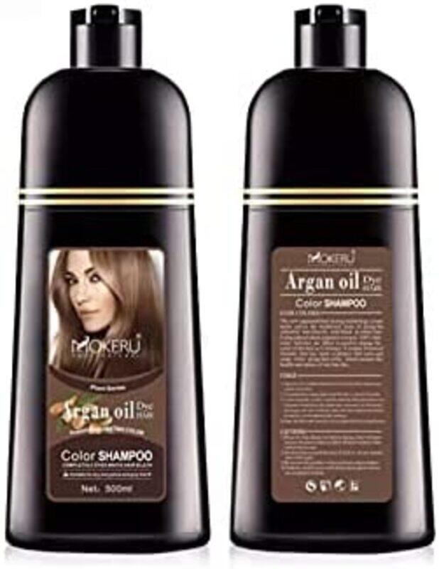 

Mokeru Argan Oil Dye Hair Color Shampoo, 500ml, Dark Brown