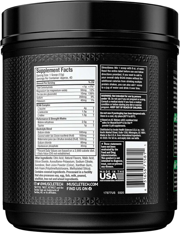 MuscleTech Amino Build Powder, 40 Servings, 593gm, Strawberry Watermelon