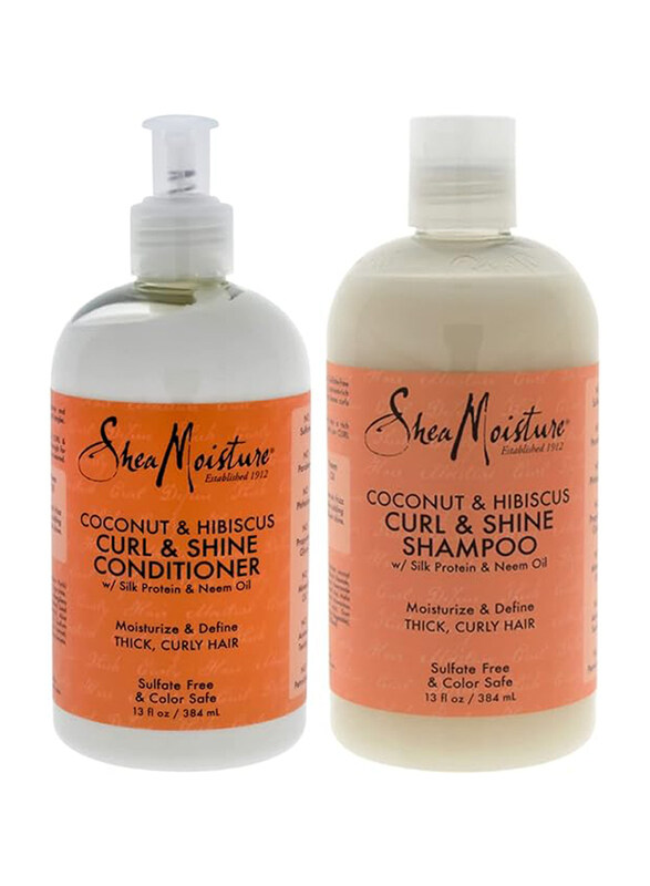 

Shea Moisture Coconut, Hibiscus Curl & Shine Duo Shampoo & Conditioner for All Hair Types, 384ml, 2 Piece