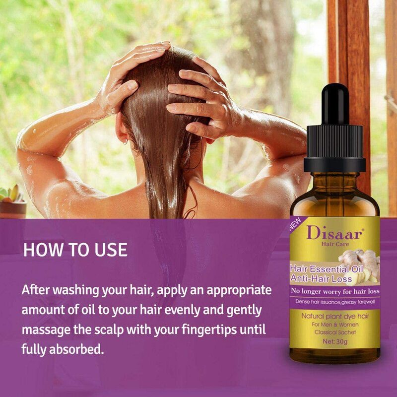 Disaar Beauty Natural Hair Growth Ginger Anti Hair Loss Essence Healthy Strong Thick Hair Essential Oil, 30 gm