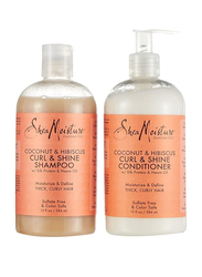 Shea Moisture Coconut & Hibiscus Curl & Shine Shampoo 384ml + Conditioner 384ml, Set