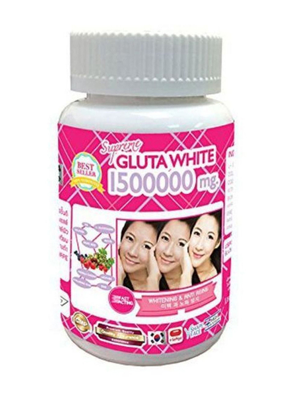 Supreme Gluta White Glutathione Skin Brightening, 1500000mg, 30 Capsules