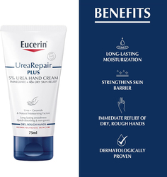 Eucerin UreaRepair Plus 5% Urea Hand Cream with Ceramides, 75ml