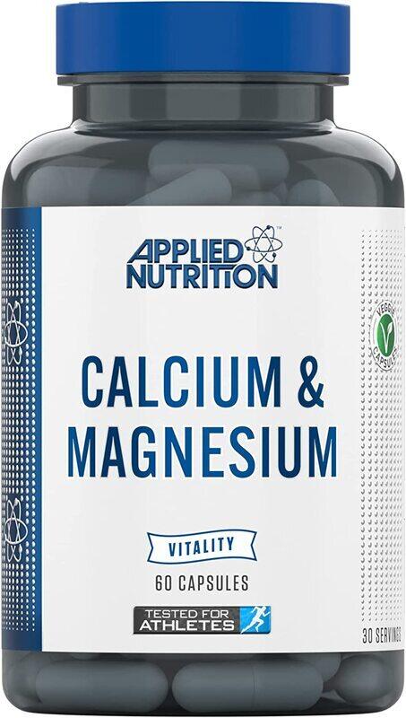 

Applied Nutrition Calcium and Magnesium High Strength Supplement for Healthy Bones & Normal Nerve and Muscle Function, 60 Capsules, Unflavored