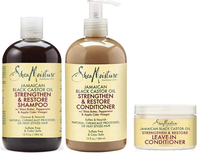 

Shea Moisture Jamaican Black Castor Oil Combination Strengthen Grow & Restore System Shampoo Conditioner, 13Oz