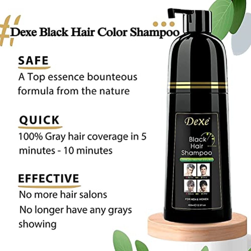 Yimeir Dexe Instant Shampoo Hair Colour, 400ml, Black