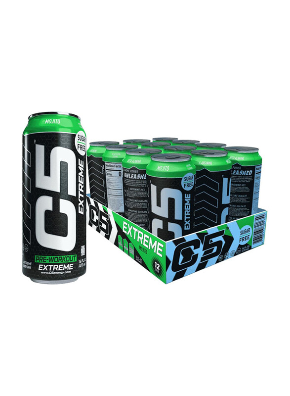 

C5 Energy C5 Pre-Workout Extreme Energy Drink, 200mg, 473ml, 12 Piece, Mojito Extreme