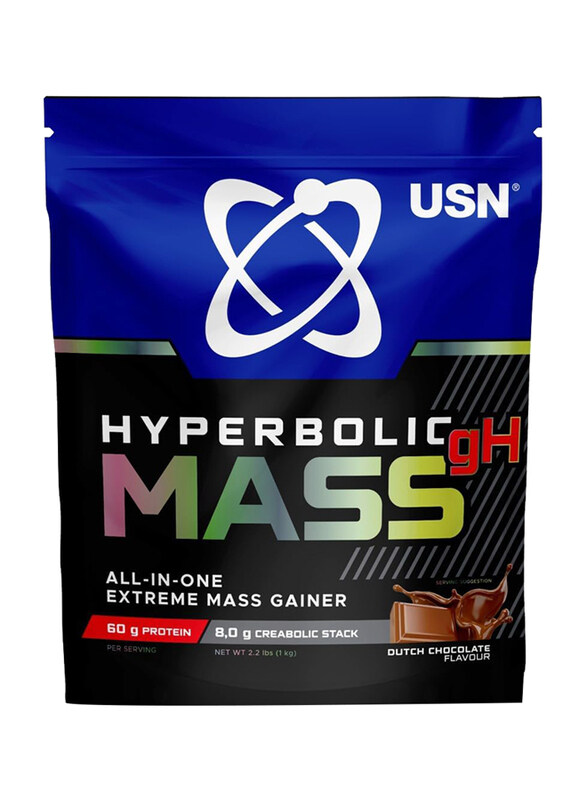 

USN Hyperbolic Mass GH High Calorie Mass Gainer Protein Powder with Added Creatine and Vitamins, 2Kg, Dutch Chocolate