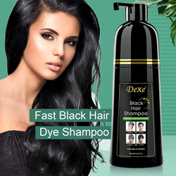 Dexe 3 in 1- 100% Grey Coverage Semi-Permanent Hair Colour Shampoo, 400ml, Black