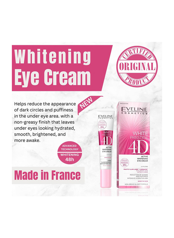 Eveline Cosmetics White Prestige 4D Active Whitening Eye Cream, 20ml