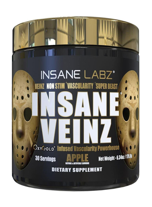 

Insane Labz Insane Veinz Gold Nitric Oxide Non Stimulant Pre-Workout Powder, 179.8gm, Apple