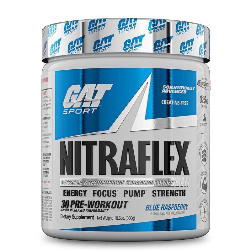 

GAT Sports, Nitraflex Pre Workout Supplement, 30 Servings, Blue Raspberry